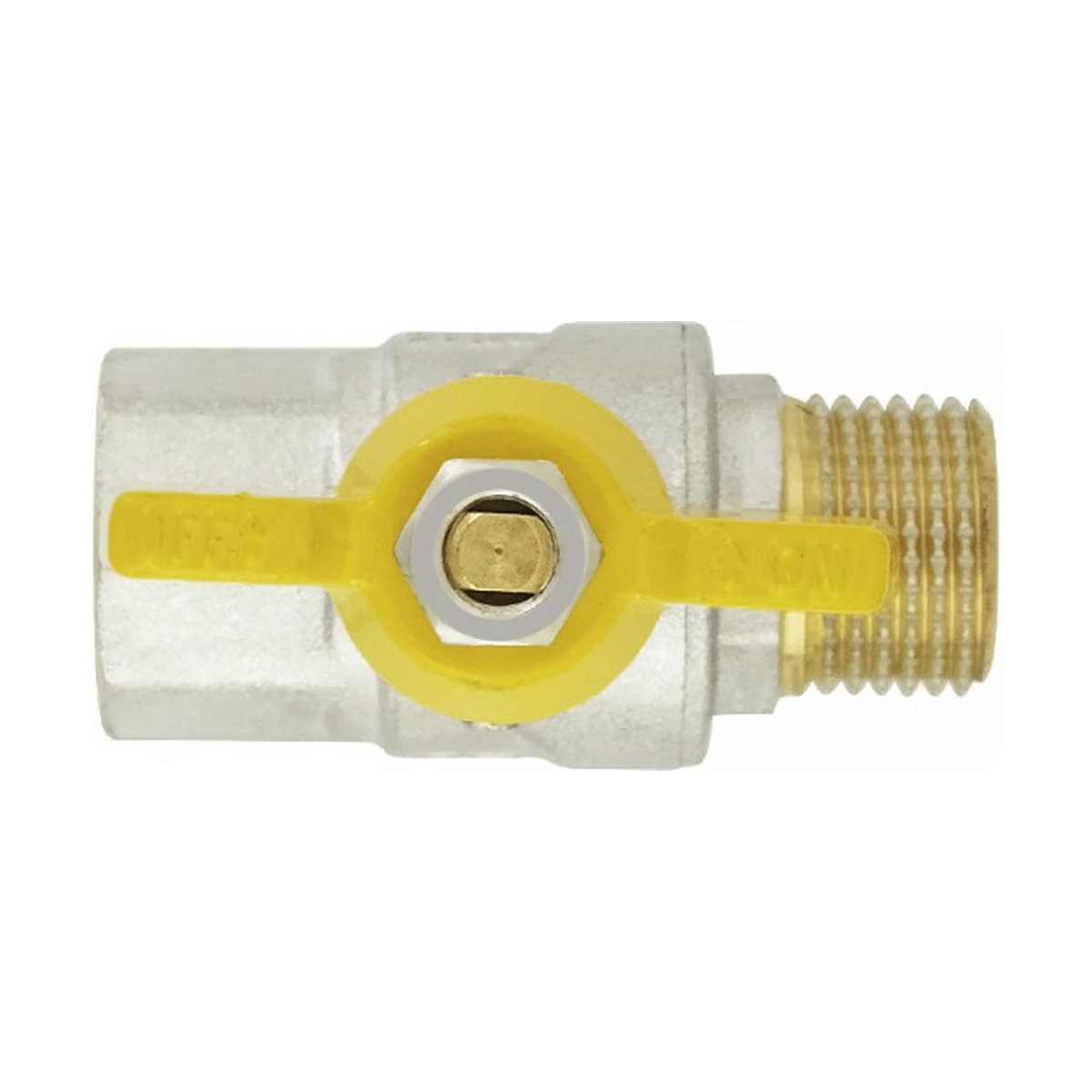 Кран шаровой газовый муфтовый 3/4" ВР-НР бабочка Raftec YELLOW GRB21 DN20 PN40 латунь никелированная