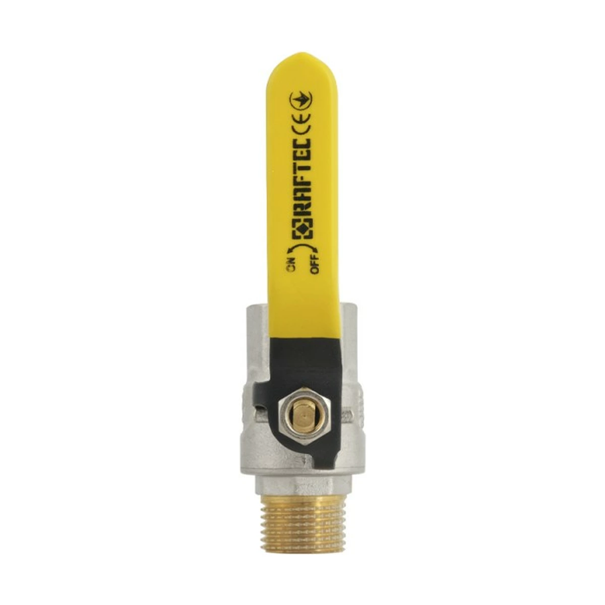 Кран шаровой газовый муфтовый 3/4" ВР-НР ручка Raftec YELLOW GRH21 DN20 PN40 латунь никелированная