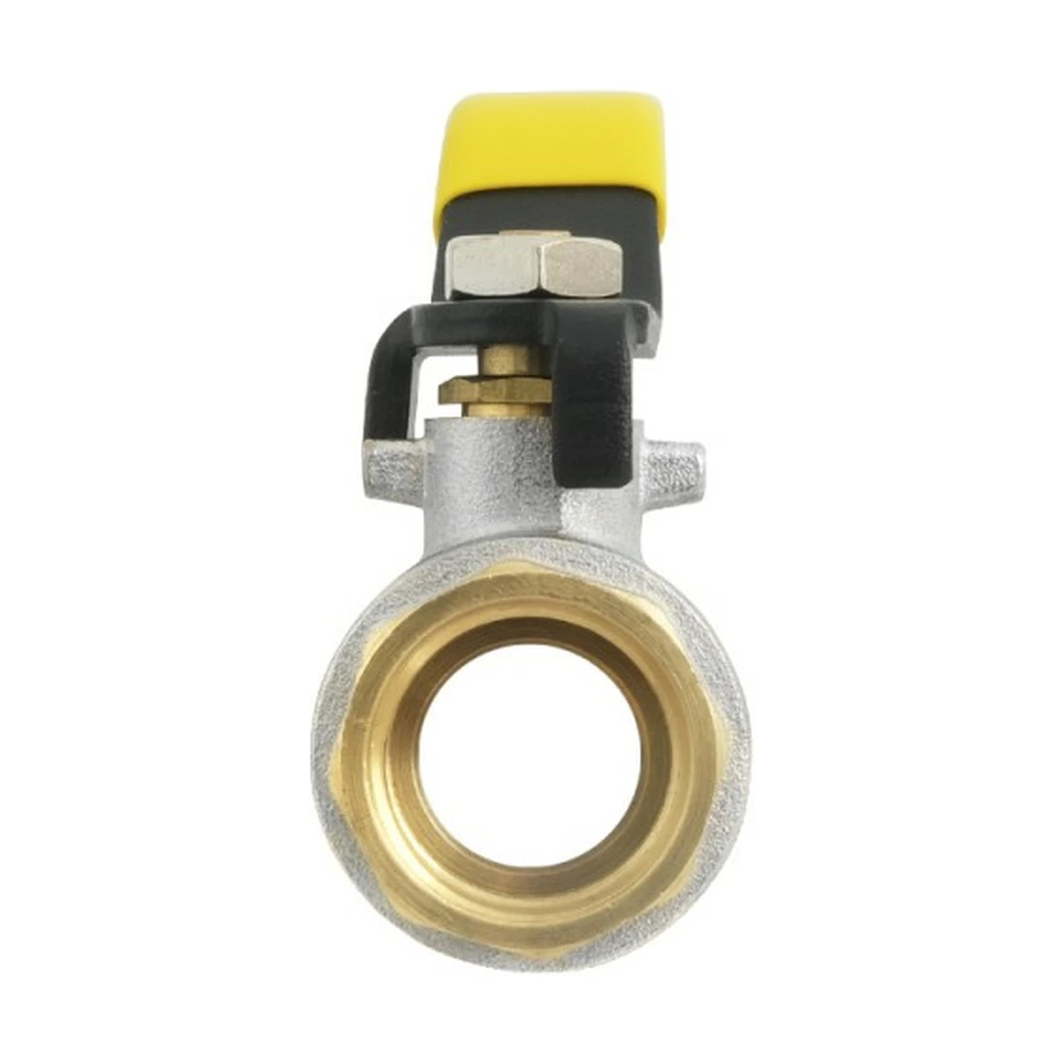 Кран шаровой газовый муфтовый 3/4" ВР-НР ручка Raftec YELLOW GRH21 DN20 PN40 латунь никелированная