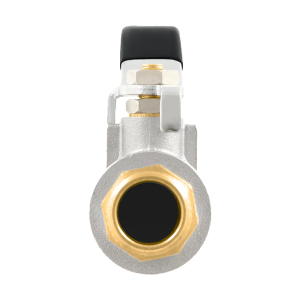 Кран шаровой муфтовый 1 1/2" ВР-НР ручка Raftec BLACK DRH51 DN40 PN30 латунь никелированная