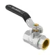 Кран шаровой муфтовый 1 1/4" ВР-ВР ручка Raftec BLACK DRH4 DN32 PN30 латунь никелированная