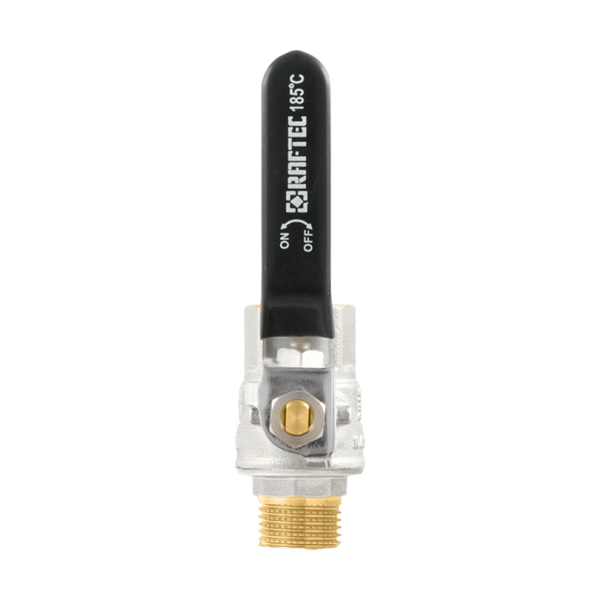 Кран шаровой муфтовый 1 1/4" ВР-НР ручка Raftec BLACK DRH41 DN32 PN30 латунь никелированная