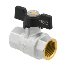 Кран шаровой муфтовый 1/2" ВР-ВР бабочка Raftec BLACK DRB1 DN15 PN50 латунь никелированная