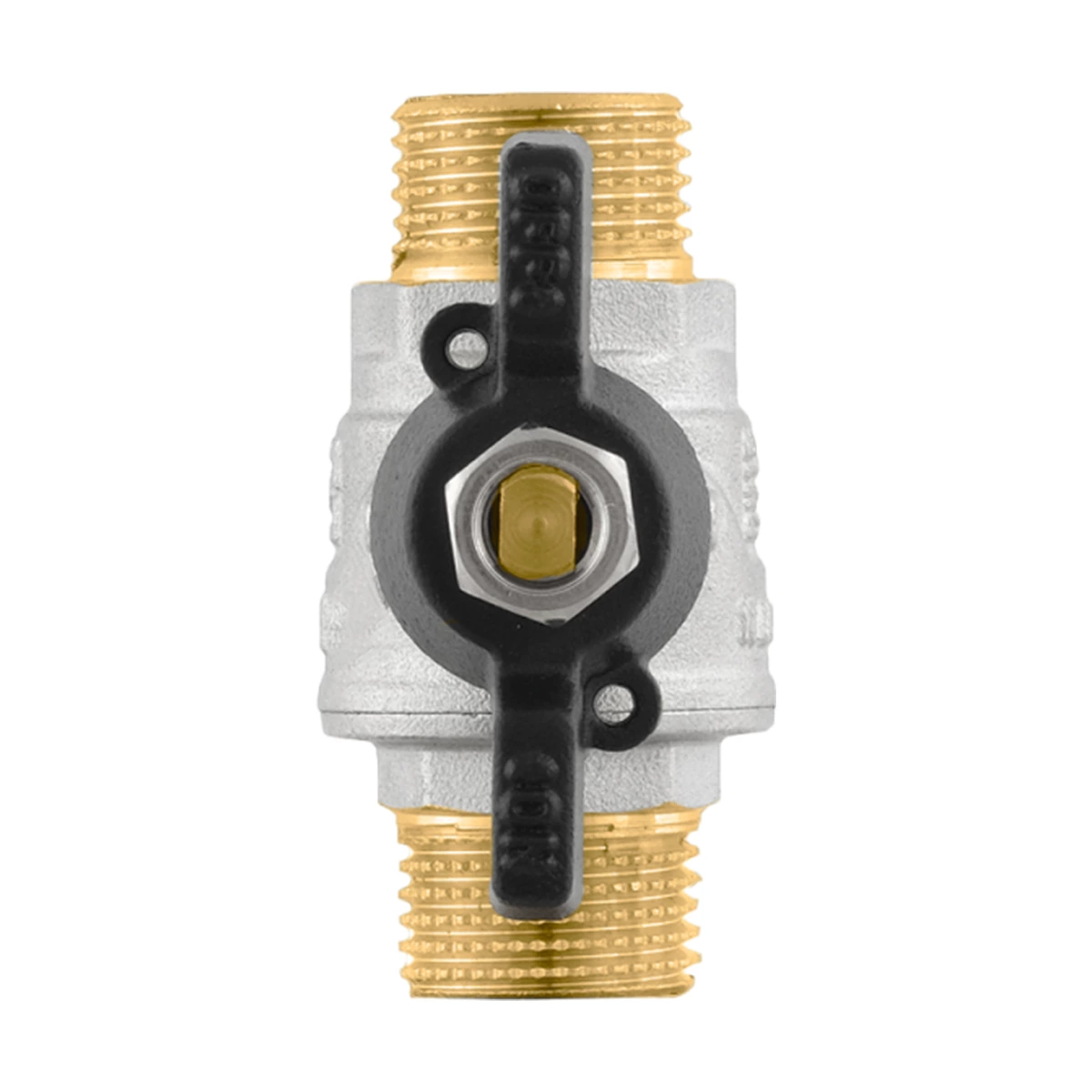 Кран шаровой муфтовый 1/2" НР-НР бабочка Raftec BLACK DRB1111 DN15 PN50 латунь никелированная
