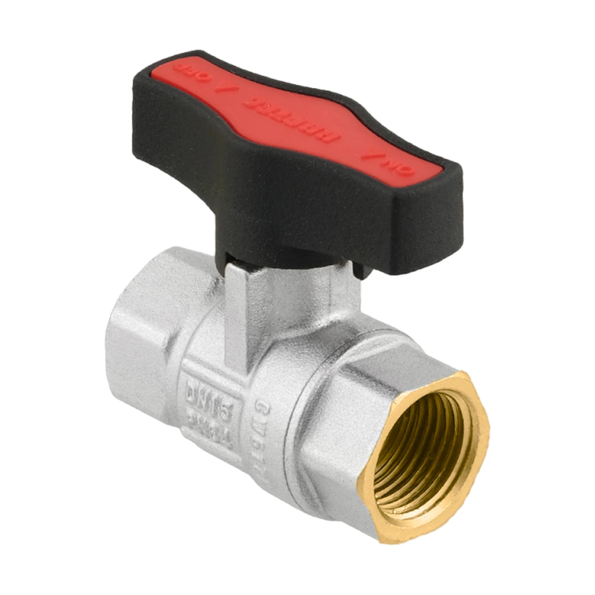 Кран шаровой муфтовый 1" ВР-ВР бабочка Raftec GOLD GRDV031 DN25 PN50 латунь никелированная