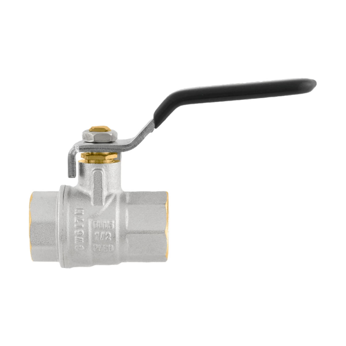 Кран шаровой муфтовый 1" ВР-ВР ручка Raftec BLACK DRH3 DN25 PN40 латунь никелированная
