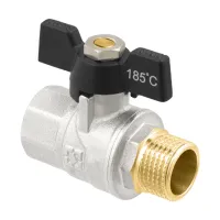 Кран шаровой муфтовый 1" ВР-НР бабочка Raftec BLACK DRB31 DN25 PN40 латунь никелированная
