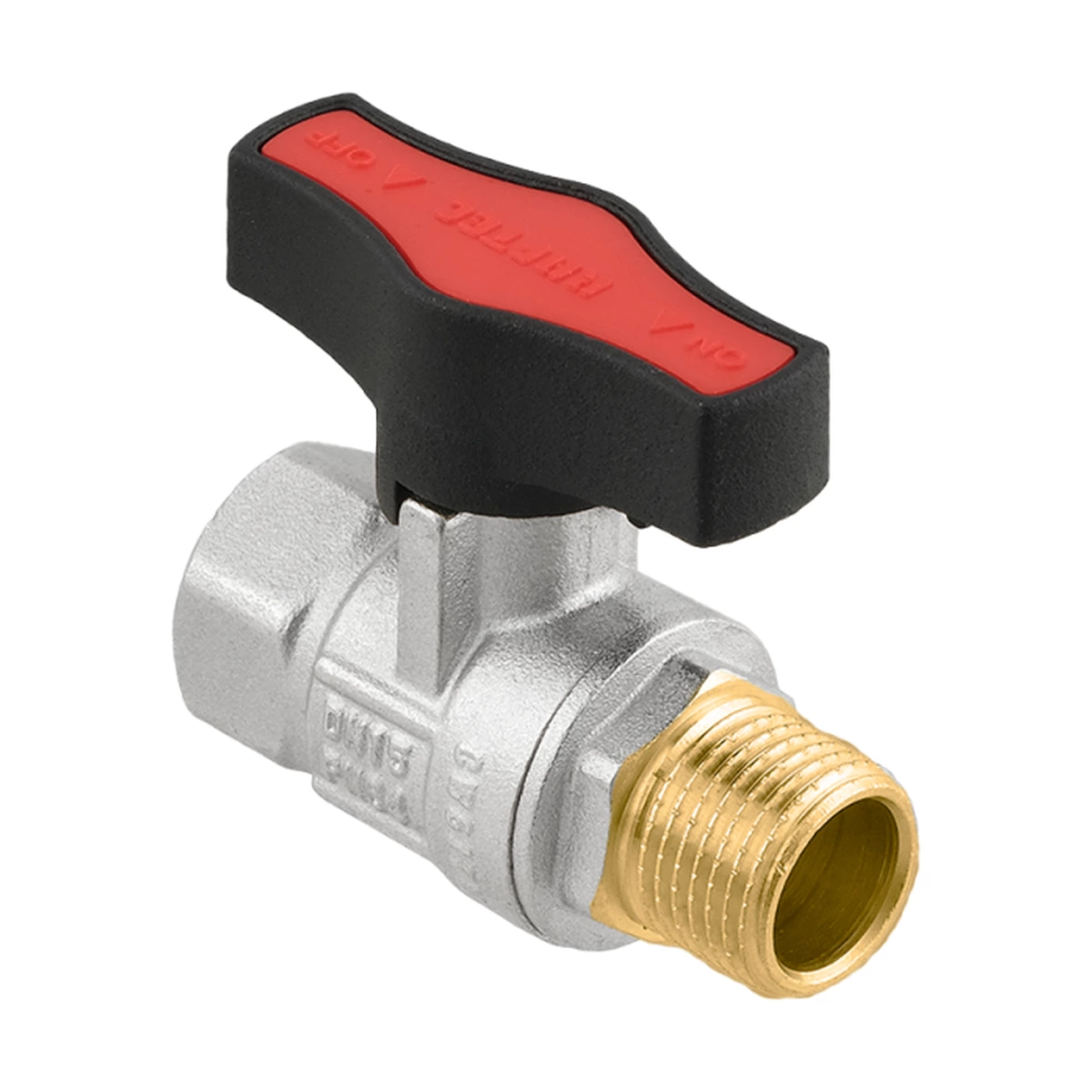 Кран шаровой муфтовый 1" ВР-НР бабочка Raftec GOLD GRDV03 DN25 PN50 латунь никелированная