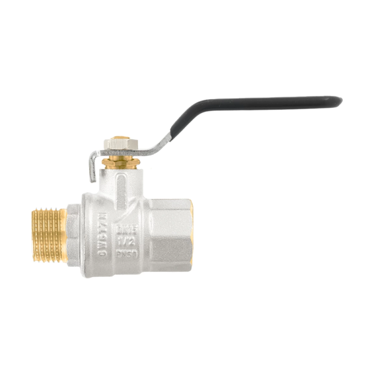 Кран шаровой муфтовый 1" ВР-НР ручка Raftec BLACK DRH31 DN25 PN40 латунь никелированная