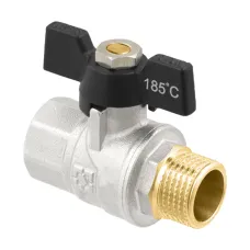 Кран шаровой муфтовый 3/4" ВР-НР бабочка Raftec BLACK DRB21 DN20 PN40 латунь никелированная