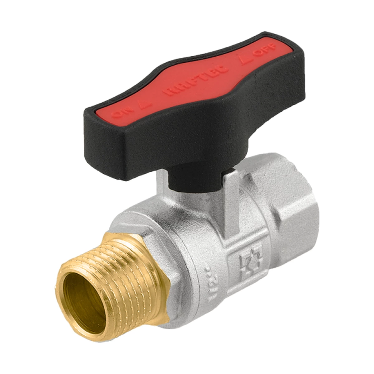 Кран шаровой муфтовый 3/4" ВР-НР бабочка Raftec GOLD GRDV02 DN20 PN50 латунь никелированная