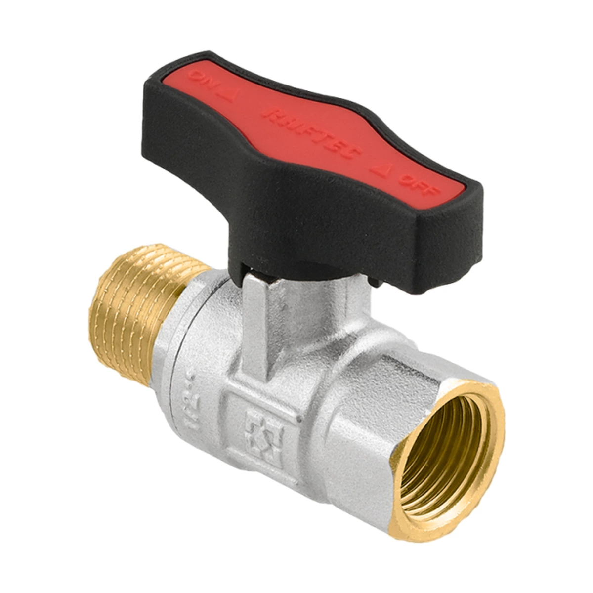 Кран шаровой муфтовый 3/4" ВР-НР бабочка Raftec GOLD GRDV02 DN20 PN50 латунь никелированная