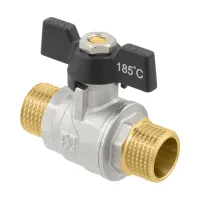 Кран кульовий муфтовий 3/4" ЗР-ЗР метелик Raftec BLACK DRB2121 DN20 PN40 латунь нікельована