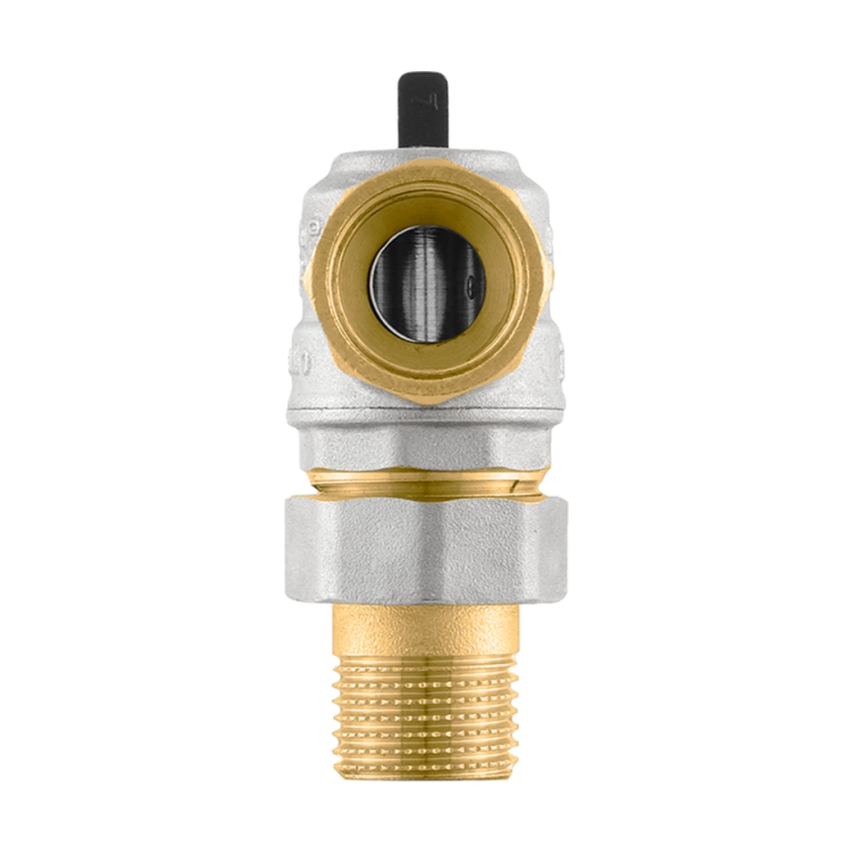 Кран кульовий з американкою кутовий 1/2" ВР-ЗР Raftec BLACK DRBS1-U DN15 PN50 латунь нікельована