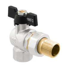 Кран кульовий з американкою кутовий 1" ВР-ЗР Raftec BLACK DRBS3-U DN25 PN40 латунь нікельована