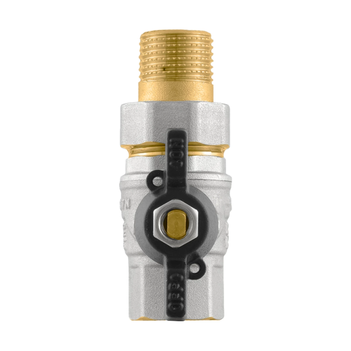 Кран кульовий з американкою прямий 1/2" ВР-ЗР Raftec BLACK DRBS1 DN15 PN50 латунь нікельована