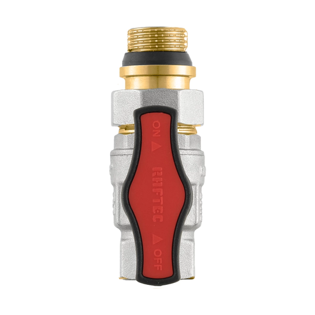 Кран кульовий з американкою прямий 1/2" ВР-ЗР Raftec GOLD GRDS01 DN15 PN64 латунь нікельована
