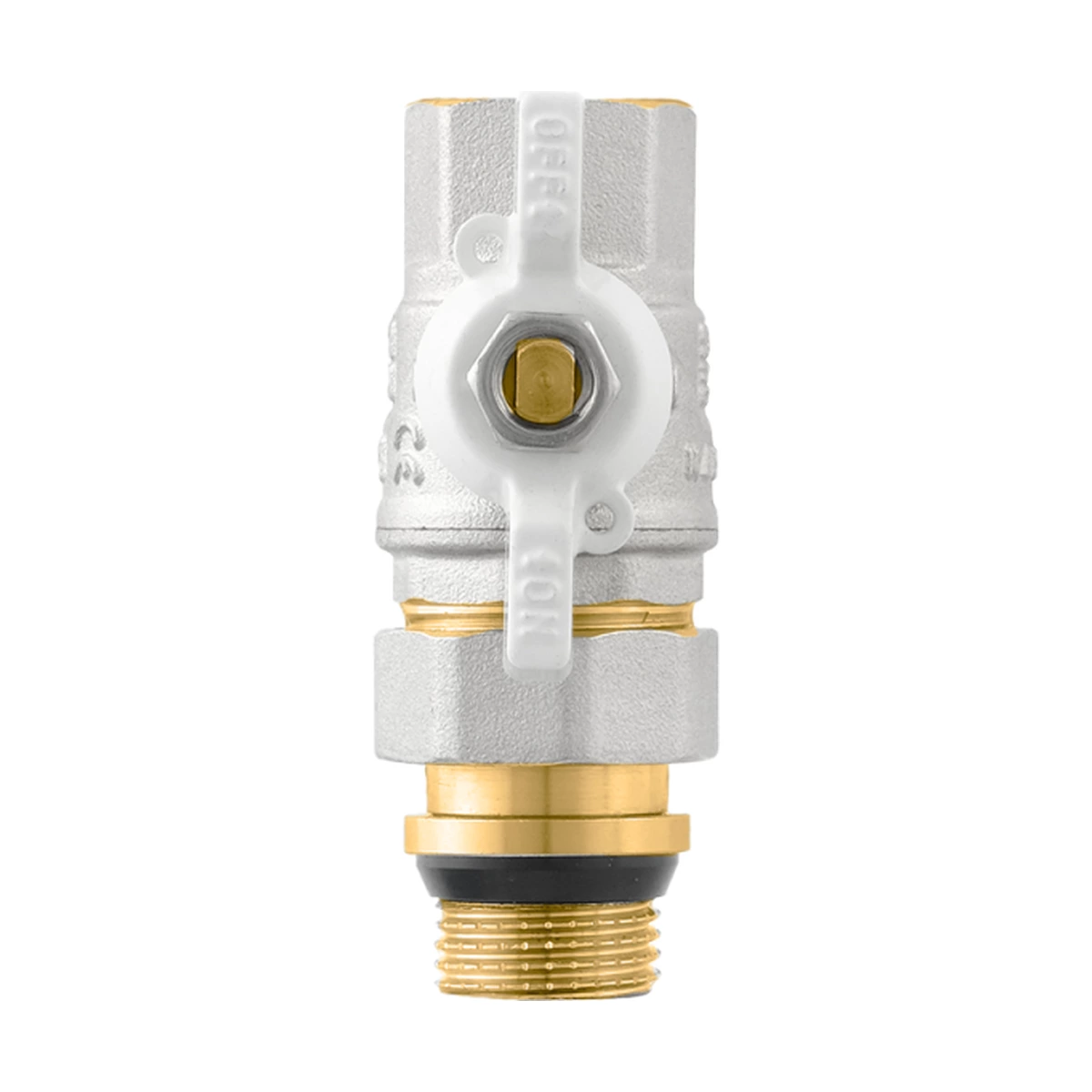 Кран кульовий з американкою прямий 1/2" ВР-ЗР з антипротіканням Raftec WHITE WRB-1 DN15 PN50 латунь нікельована