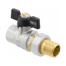 Кран кульовий з американкою прямий 1" ВР-ЗР Raftec BLACK DRBS3 DN25 PN40 латунь нікельована