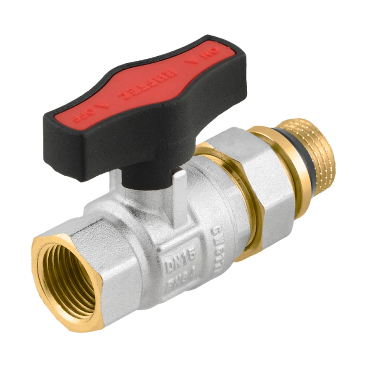 Кран кульовий з американкою прямий 1" ВР-ЗР Raftec GOLD GRDS03 DN25 PN50 латунь нікельована