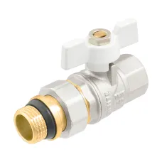 Кран кульовий з американкою прямий 1" ВР-ЗР з антипротіканням Raftec WHITE WRB-3 DN25 PN40 латунь нікельована