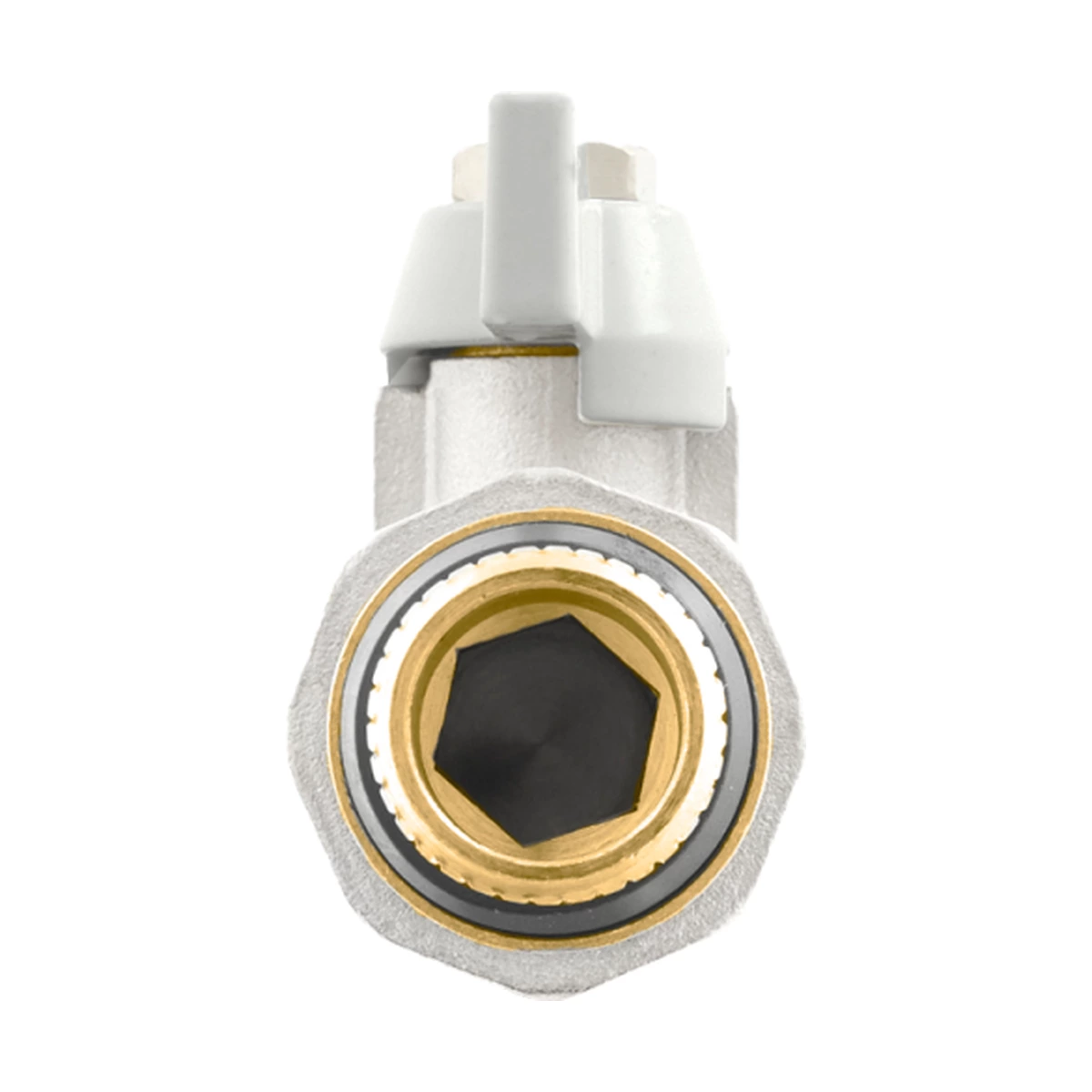 Кран кульовий з американкою прямий 3/4" ВР-ЗР з антипротіканням Raftec WHITE WRB-2 DN20 PN40 латунь нікельована