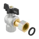 Кран шаровой с накидной гайкой угловой 1/2" ВР-ВР Raftec BLACK DRBZ1 DN15 PN50 латунь никелированная