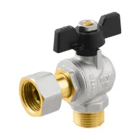 Кран кульовий з накидною гайкою кутовий 1/2" ЗР-ВР Raftec BLACK DRBM1 DN15 PN50 латунь нікельована