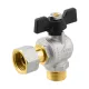 Кран шаровой с накидной гайкой угловой 3/4" НР-ВР Raftec BLACK DRBM2 DN20 PN40 латунь никелированная