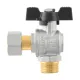 Кран шаровой с накидной гайкой угловой 3/4" НР-ВР Raftec BLACK DRBM2 DN20 PN40 латунь никелированная