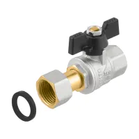 Кран кульовий з накидною гайкою прямий 1/2" ВР-ВР Raftec BLACK PRB-1 DN15 PN50 латунь нікельована