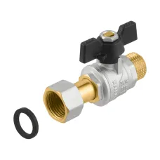 Кран шаровой с накидной гайкой прямой 1/2" НР-ВР Raftec BLACK PRBM1 DN15 PN50 латунь никелированная