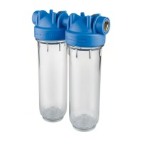 Фильтр магистральный двойной Atlas Filtri DP DUO TS 10" 1/2" с прозрачной колбой