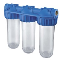 Фільтр магістральний потрійний Atlas Filtri TRIPLEX PLUS 3P TS 10" 3/4" з прозорою колбою