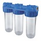 Фильтр магистральный тройной Atlas Filtri TRIPLEX PLUS 3P TS 10" 3/4" с прозрачной колбой