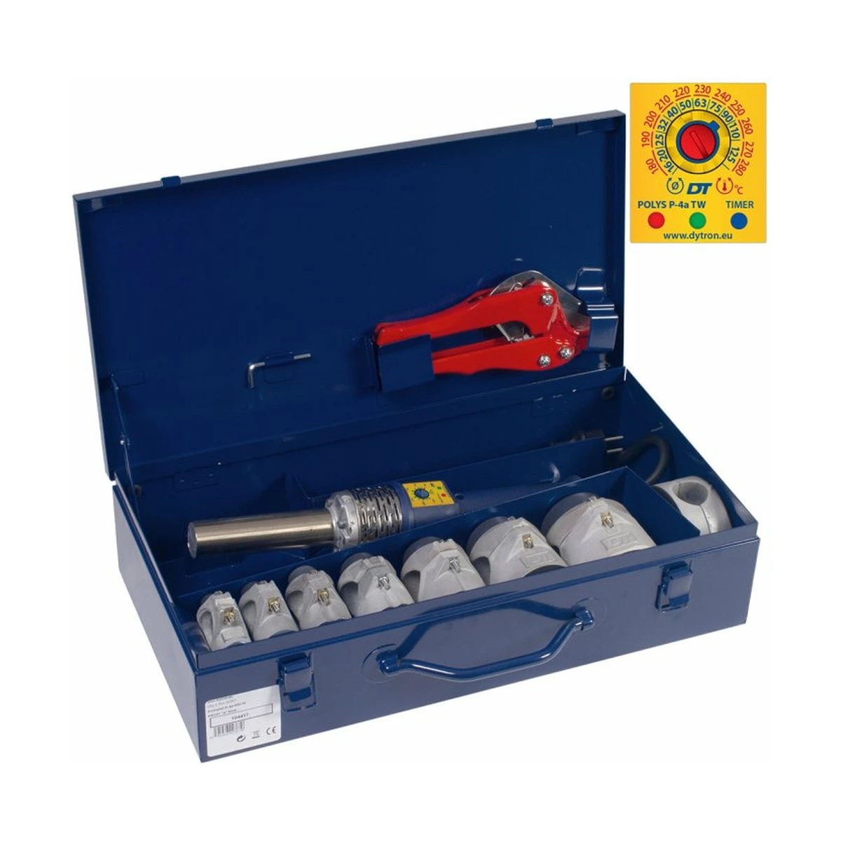 Комплект для сварки полипропиленовых труб Dytron Polys P-4a TraceWeld 650 Вт PROFI, насадки 16-63 мм