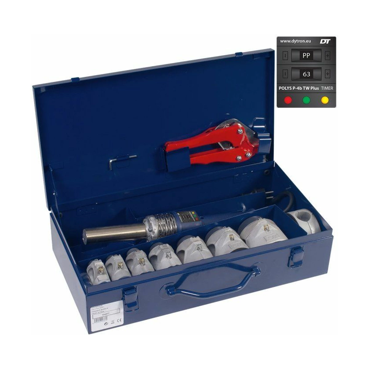 Комплект для сварки полипропиленовых труб Dytron Polys P-4b TraceWeld Plus 650 Вт PROFI, насадки 16-63 мм