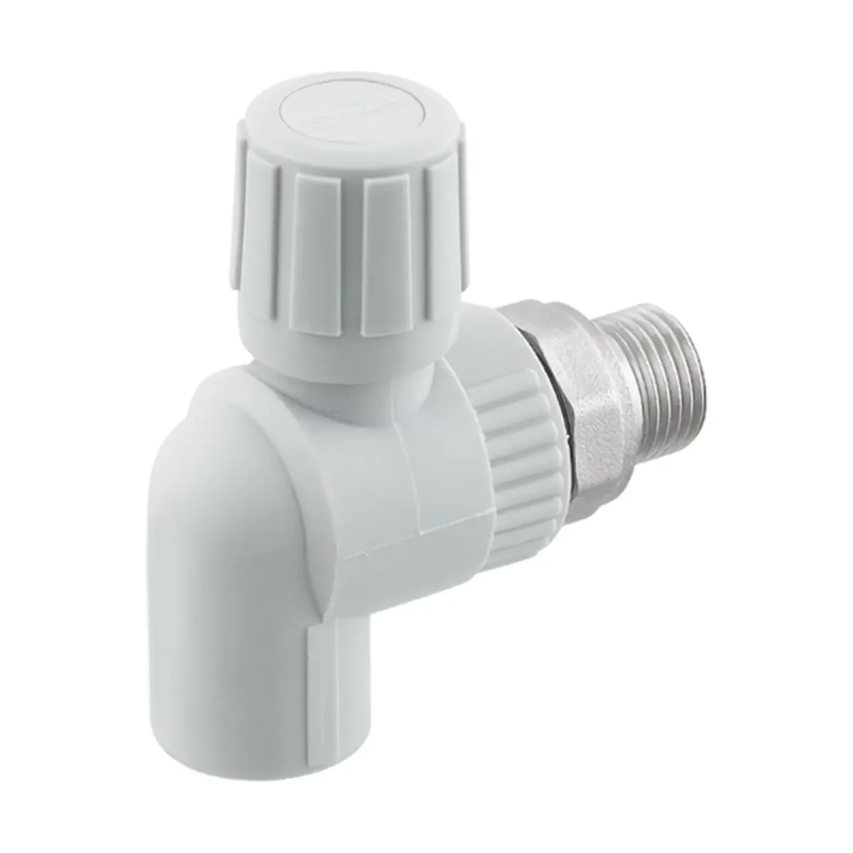 Кран радиаторный угловой шаровой PP-R 20х1/2" Raftec RARV2001 DN20 PN25 латунь никелированная