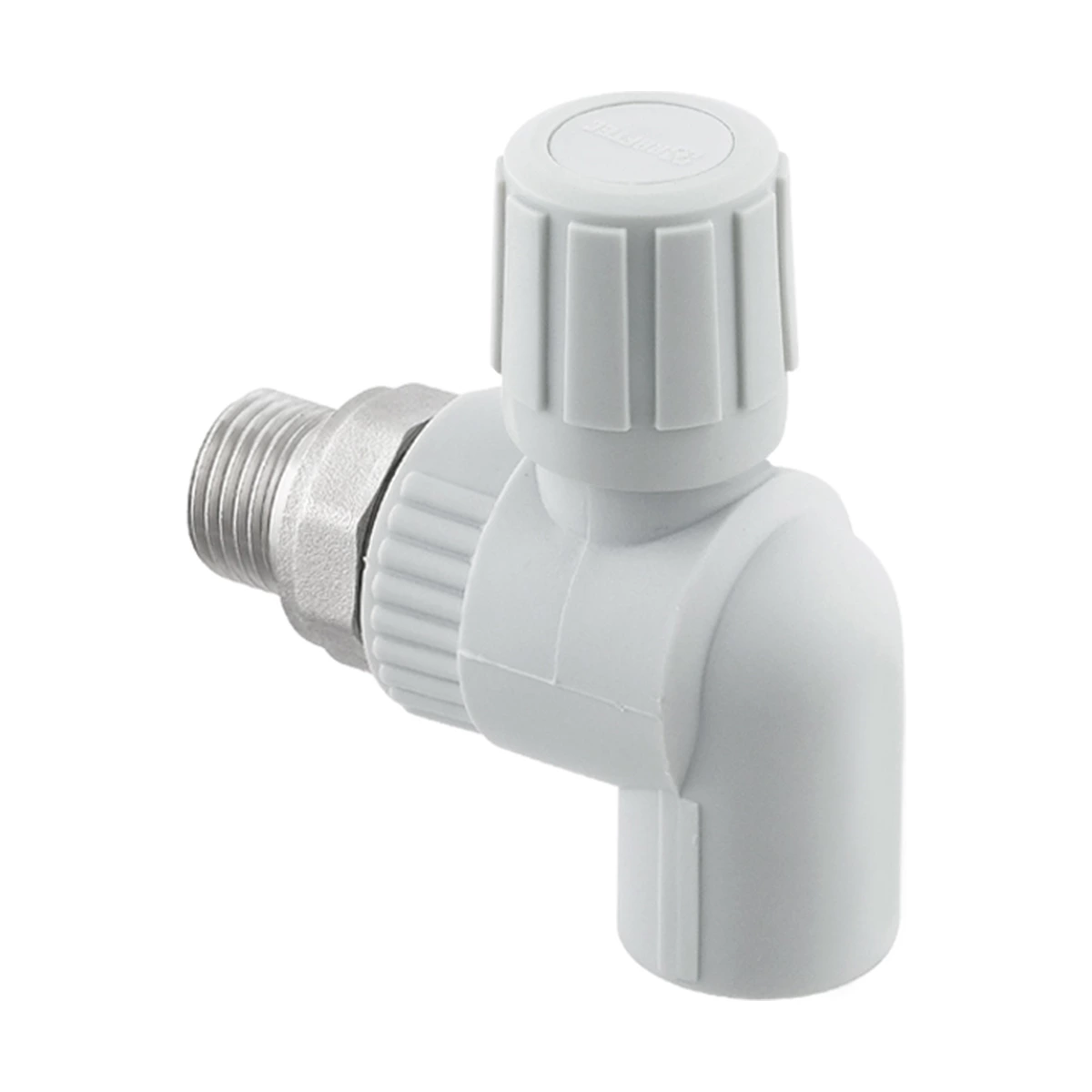 Кран радиаторный угловой шаровой PP-R 25х3/4" Raftec RARV2502 DN25 PN25 латунь никелированная