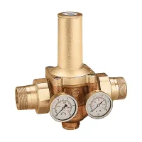 Бронзовий редуктор тиску Caleffi 5365 536580 1 1/2″ з американками, 0,5-6 бар, під 2 манометри