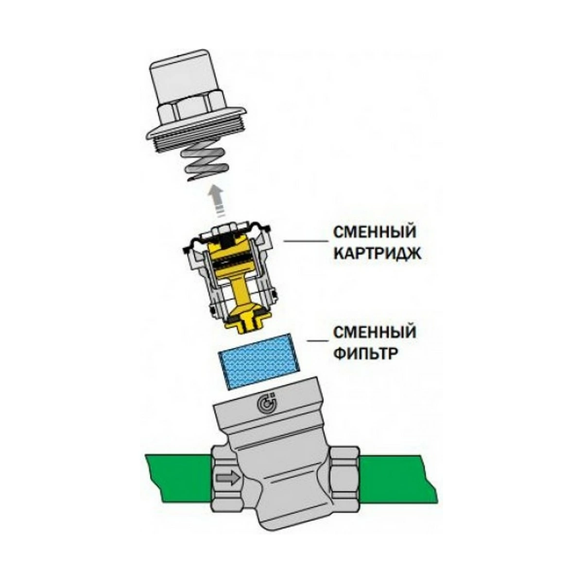 Редуктор давления воды Caleffi 5335 533545 1/2″ ВР, компактный, 1-6 бар