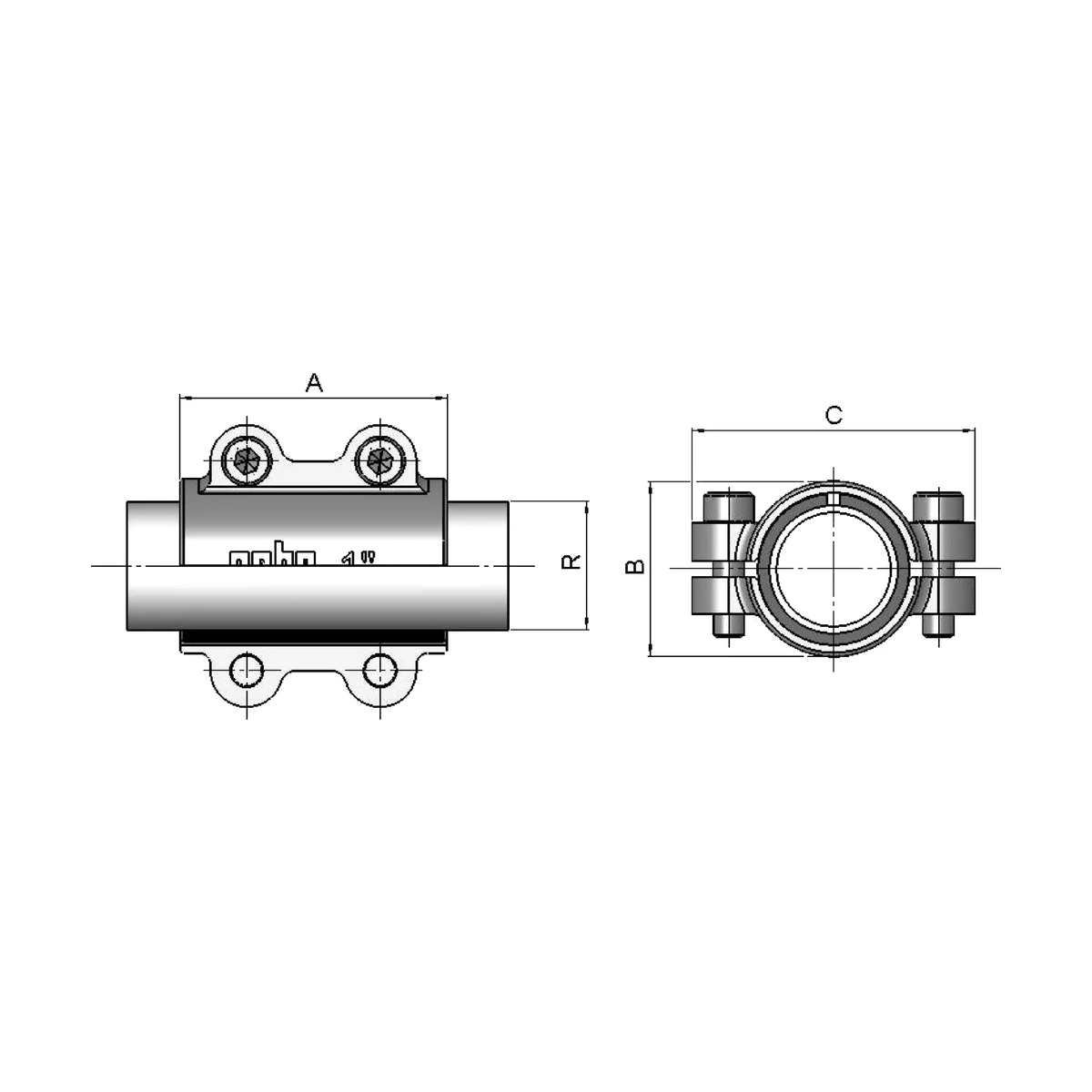 Ремонтный хомут GEBO DSK 3/4" (DN20) для стальной трубы 26,9 мм, чугунный с манжетой EPDM