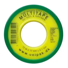Стрічка PTFE Unipak Topseal для газу та кисню 12м × 12мм (щільн. 1,3 г/см³)