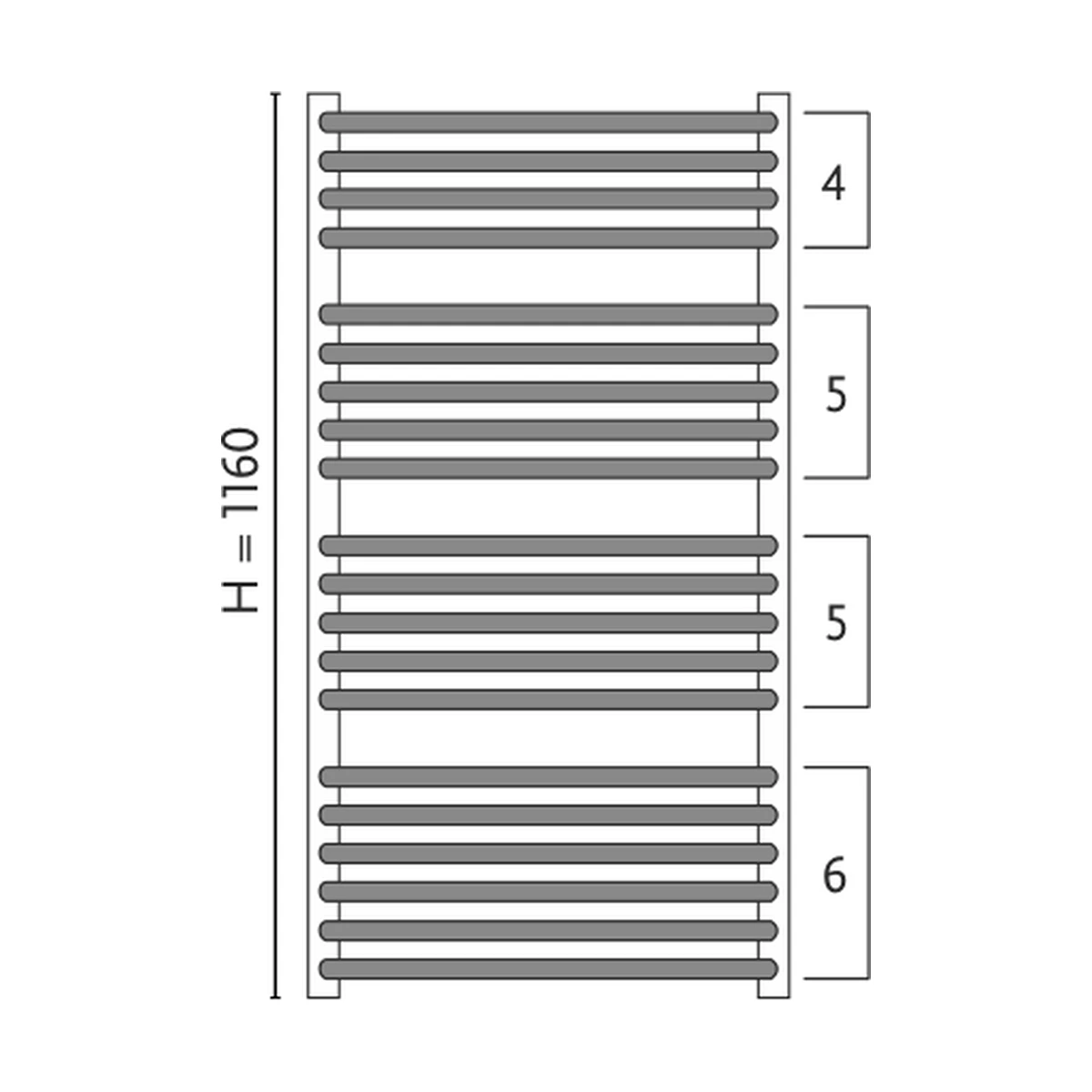 Полотенцесушитель водяной Gorgiel AE 116/56 1160x560 мм, 606 Вт, белый