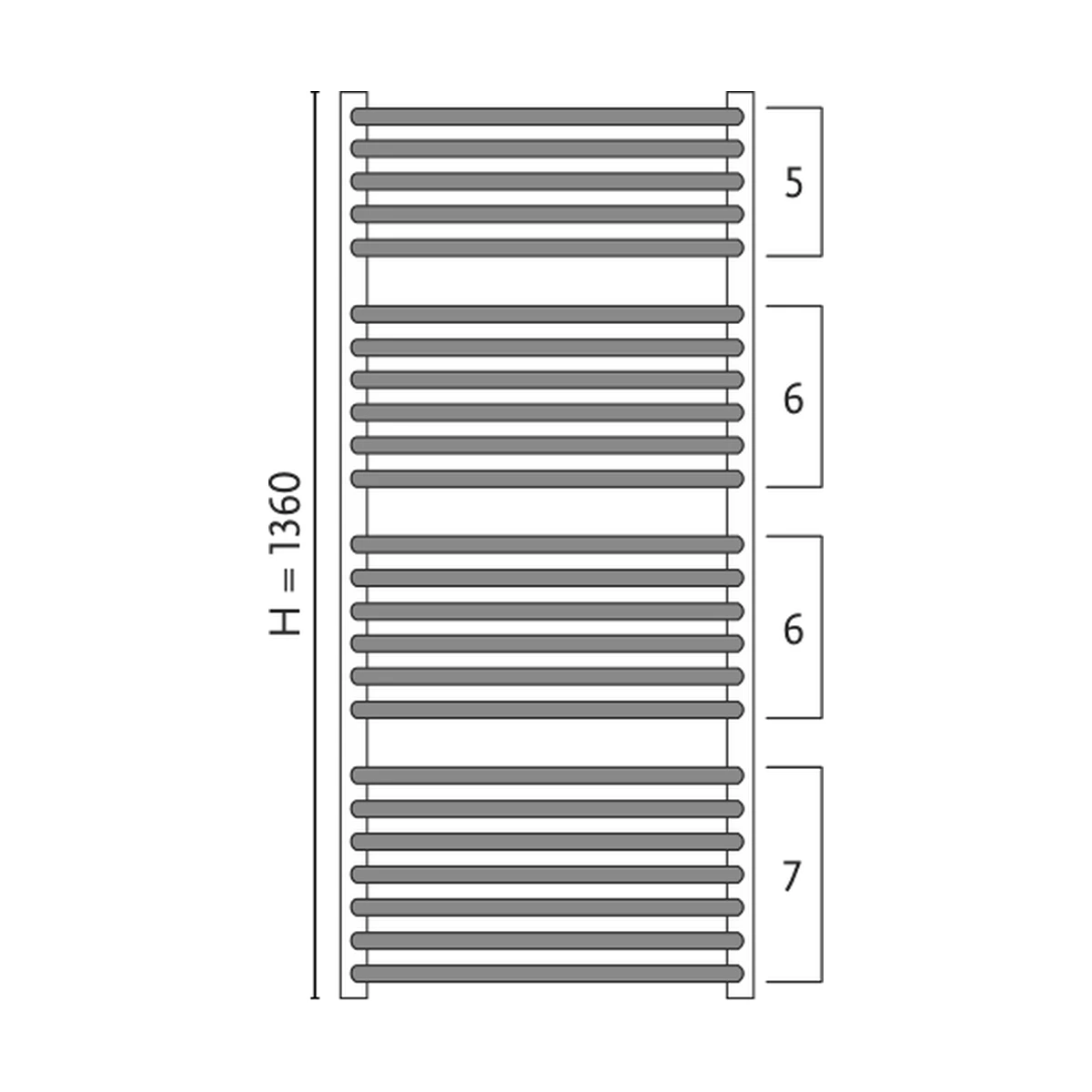 Полотенцесушитель водяной Gorgiel AE 136/44 1360x440 мм, 576 Вт, белый