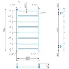 Полотенцесушитель водяной Mario INOX Флет 770x430/400 белый матовый из нержавеющей стали