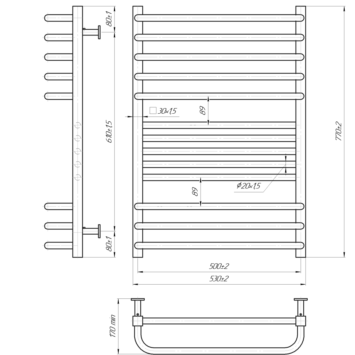 Полотенцесушитель водяной Mario INOX Гера-Люкс 770x530/500 из полированной нержавеющей стали