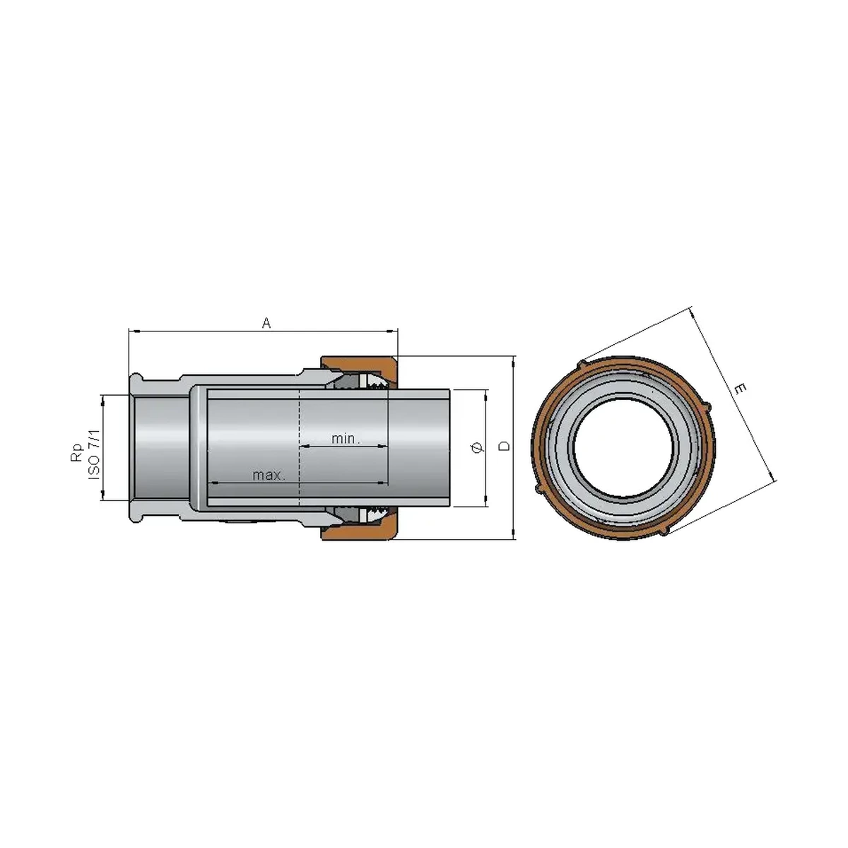 Зажимная муфта GEBO Quick QI 2" (DN50) с внутренней резьбой для стальных труб 59,7-63,6 мм